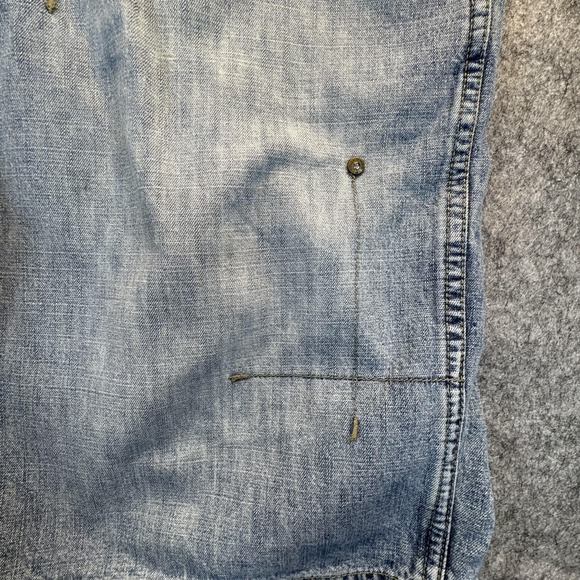 PJ Jeans Shorts Mens 36 Blue Denim Bermuda Relaxed Fit Distressed 94 Patches - Picture 7 of 16